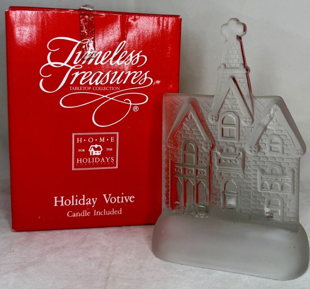 Vintage Timeless Treasures Frosted Glass Home for the Holidays Collection Chapel